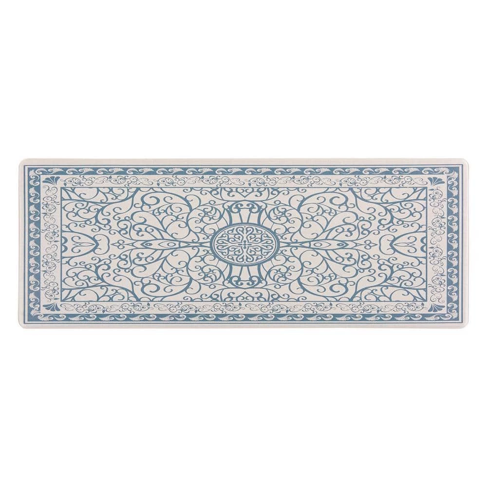 Traditional Bohemian Blue 18 in. x 47 in. Anti-Fatigue Standing Mat by World Rug Gallery 1 Traditional Bohemian Blue 18 in. x 47 in. Anti-Fatigue Standing Mat by World Rug Gallery