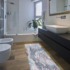 Contemporary Marble Blue 18 in. x 47 in. Anti-Fatigue Standing Mat by World Rug Gallery -Shaw stor online blue world rug gallery kitchen mats 1016blue18x47 1f 1000