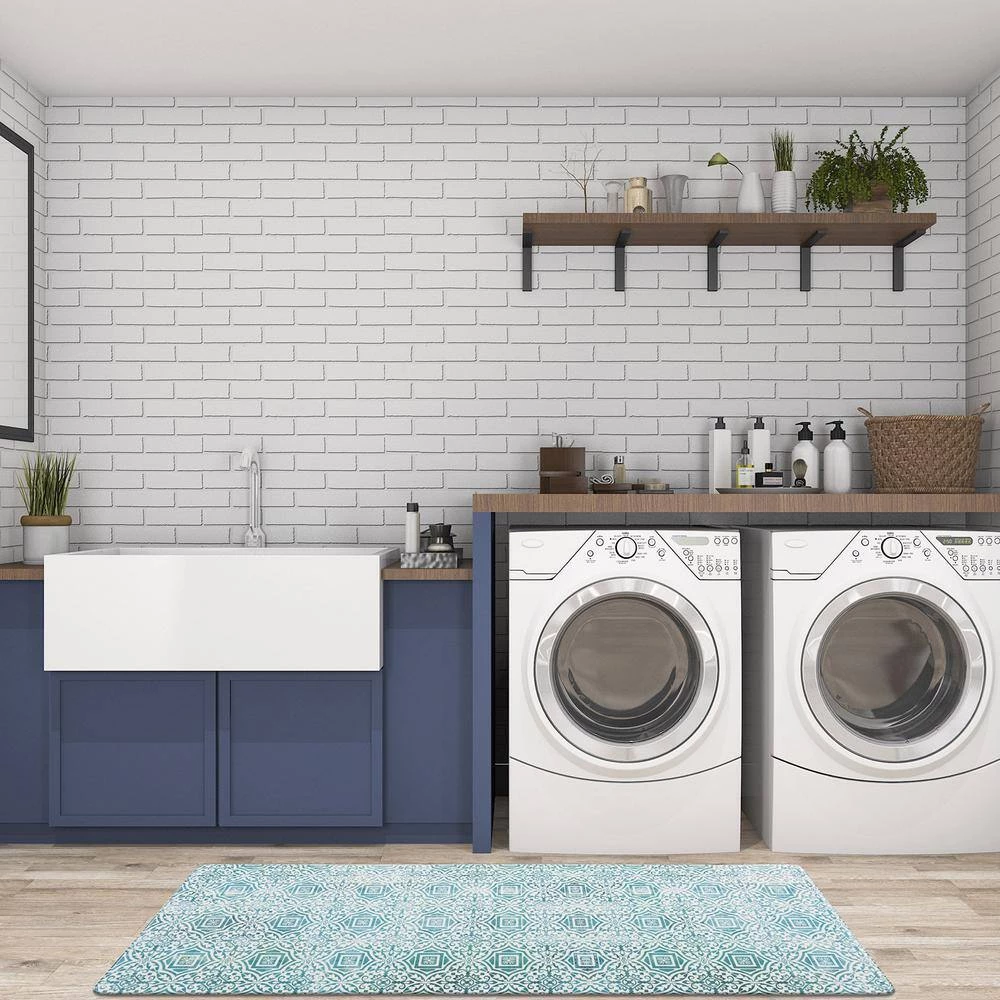 Boho Tile Blue 18 in. x 47 in. Anti-Fatigue Standing Mat by World Rug Gallery 4 Boho Tile Blue 18 in. x 47 in. Anti-Fatigue Standing Mat by World Rug Gallery - Image 4