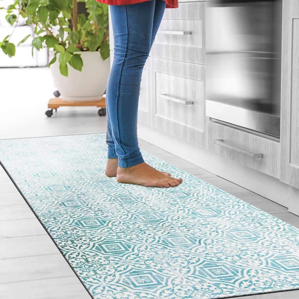 Boho Tile Blue 18 in. x 47 in. Anti-Fatigue Standing Mat by World Rug Gallery 3 Boho Tile Blue 18 in. x 47 in. Anti-Fatigue Standing Mat by World Rug Gallery - Image 3