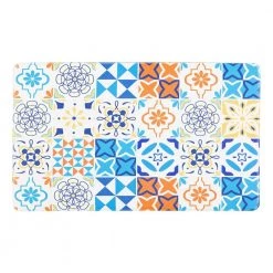 Geometric Tile Blue 18 in. x 30 in. Anti-Fatigue Standing Mat by World Rug Gallery