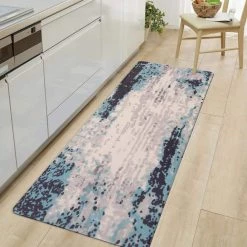 Blue Contemporary Abstract 18 in. x 47 in. Anti Fatigue Standing Mat by World Rug Gallery -Shaw stor online blue world rug gallery kitchen mats 788blue18x47 31 1000