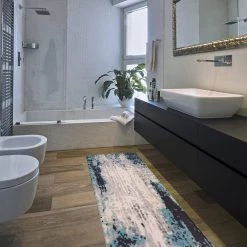 Blue Contemporary Abstract 18 in. x 47 in. Anti Fatigue Standing Mat by World Rug Gallery -Shaw stor online blue world rug gallery kitchen mats 788blue18x47 4f 1000