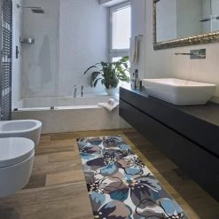 Blue 18 in. x 47 in. Modern Large Floral Anti Fatigue Standing Mat by World Rug Gallery 10 Blue 18 in. x 47 in. Modern Large Floral Anti Fatigue Standing Mat by World Rug Gallery -Shaw stor online blue world rug gallery kitchen mats 997blue18x47 4f 1000