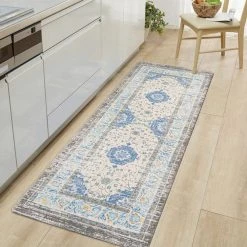 Blue 18 in. x 47 in. Persian Traditional Anti Fatigue Standing Mat by World Rug Gallery -Shaw stor online blue world rug gallery kitchen mats 999blue18x47 31 1000