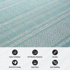 Blue 2 ft. x 7 ft. Contemporary Bohemain Striped Indoor/Outdoor Area Rug by World Rug Gallery -Shaw stor online blue world rug gallery outdoor rugs 5005blue2x7 4f 1000