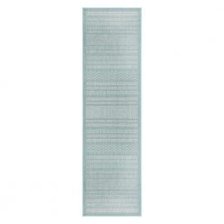 Blue 2 ft. x 7 ft. Contemporary Bohemain Striped Indoor/Outdoor Area Rug by World Rug Gallery