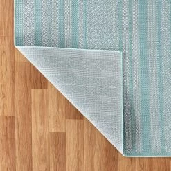 Blue 2 ft. x 7 ft. Contemporary Bohemain Striped Indoor/Outdoor Area Rug by World Rug Gallery -Shaw stor online blue world rug gallery outdoor rugs 5005blue2x7 66 1000