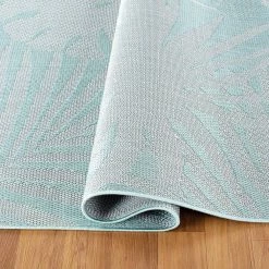 Blue 2 ft. x 7 ft. Contemporary Tropical Leaves Flatweave Waterproof Backyard Indoor/Outdoor Area Rug by World Rug Gallery -Shaw stor online blue world rug gallery outdoor rugs 5007blue2x7 1d 1000