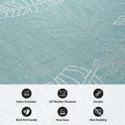 Blue 2 ft. x 7 ft. Contemporary Tropical Leaves Flatweave Waterproof Backyard Indoor/Outdoor Area Rug by World Rug Gallery -Shaw stor online blue world rug gallery outdoor rugs 5007blue2x7 4f 1000