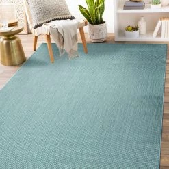 Blue 7 ft. 10 in. x 10 ft. Solid Flatweave Waterproof Backyard Indoor/Outdoor Area Rug by World Rug Gallery -Shaw stor online blue world rug gallery outdoor rugs 5009blue8x10 76 1000