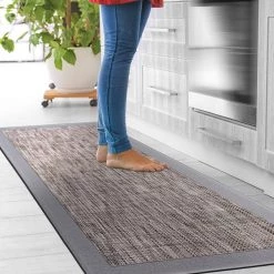 Border Textline Brown 18 in. x 47 in. Anti-Fatigue Standing Mat by World Rug Gallery -Shaw stor online brown world rug gallery kitchen mats 1038brown18x47 c3 1000