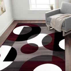 Contemporary Circles Burgundy 6 ft. 6 in. x 9 ft. Area Rug by World Rug Gallery -Shaw stor online burgundy world rug gallery area rugs 100burgundy6x9 31 1000