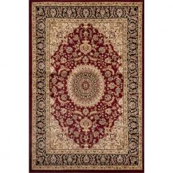 Traditional Medallion Burgundy 5 ft. 3 in. x 7 ft. 3 in. Indoor Area Rug by World Rug Gallery