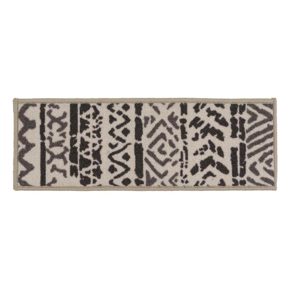 Bohemian Design Geometric Non-Slip Stair Treads 8.6" x 26" Cream (Set of 13) by World Rug Gallery 1 Bohemian Design Geometric Non-Slip Stair Treads 8.6" x 26" Cream (Set of 13) by World Rug Gallery