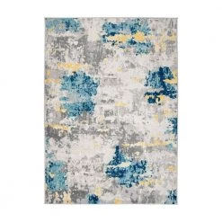 Transitional Distressed Modern Cream 7 ft. 10 in. x 10 ft. Area Rug by World Rug Gallery