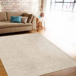 Soft Solid Cozy Shag Cream 3 ft. 3 in. x 5 ft. Indoor Area Rug by World Rug Gallery -Shaw stor online cream world rug gallery area rugs 2700cream3x5 31 1000