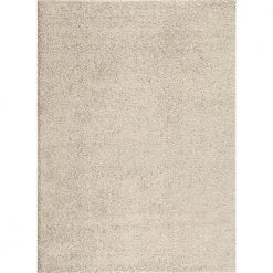 Soft Solid Cozy Shag Cream 3 ft. 3 in. x 5 ft. Indoor Area Rug by World Rug Gallery
