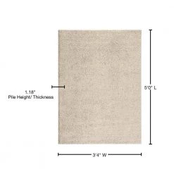 Soft Solid Cozy Shag Cream 3 ft. 3 in. x 5 ft. Indoor Area Rug by World Rug Gallery -Shaw stor online cream world rug gallery area rugs 2700cream3x5 76 1000