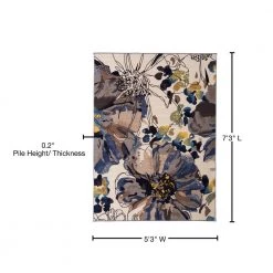 Contemporary Bright Flowers Non-Slip (Non-Skid) Cream 5 ft. 3 in. x 7 ft. 3 in. Indoor Area Rug by World Rug Gallery -Shaw stor online cream world rug gallery area rugs 503cream5x8 76 1000