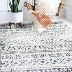 Cream 5 ft. x 7 ft. Contemporary Boho Machine Washable Area Rug by World Rug Gallery -Shaw stor online cream world rug gallery area rugs 7030cream5x7 44 1000