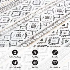 Cream 5 ft. x 7 ft. Contemporary Boho Machine Washable Area Rug by World Rug Gallery -Shaw stor online cream world rug gallery area rugs 7030cream5x7 4f 1000