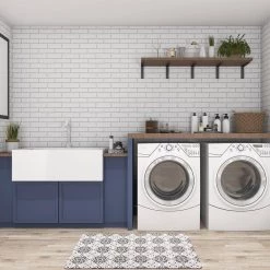 Contemporary Tile Cream 18 in. x 30 in. Anti-Fatigue Standing Mat by World Rug Gallery -Shaw stor online cream world rug gallery kitchen mats 1023cream18x30 4f 1000