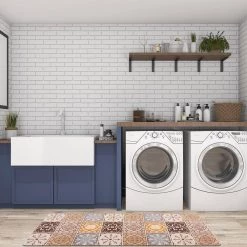 Tile Cream 18 in. x 47 in. Anti-Fatigue Standing Mat by World Rug Gallery -Shaw stor online cream world rug gallery kitchen mats 1026cream18x47 4f 1000