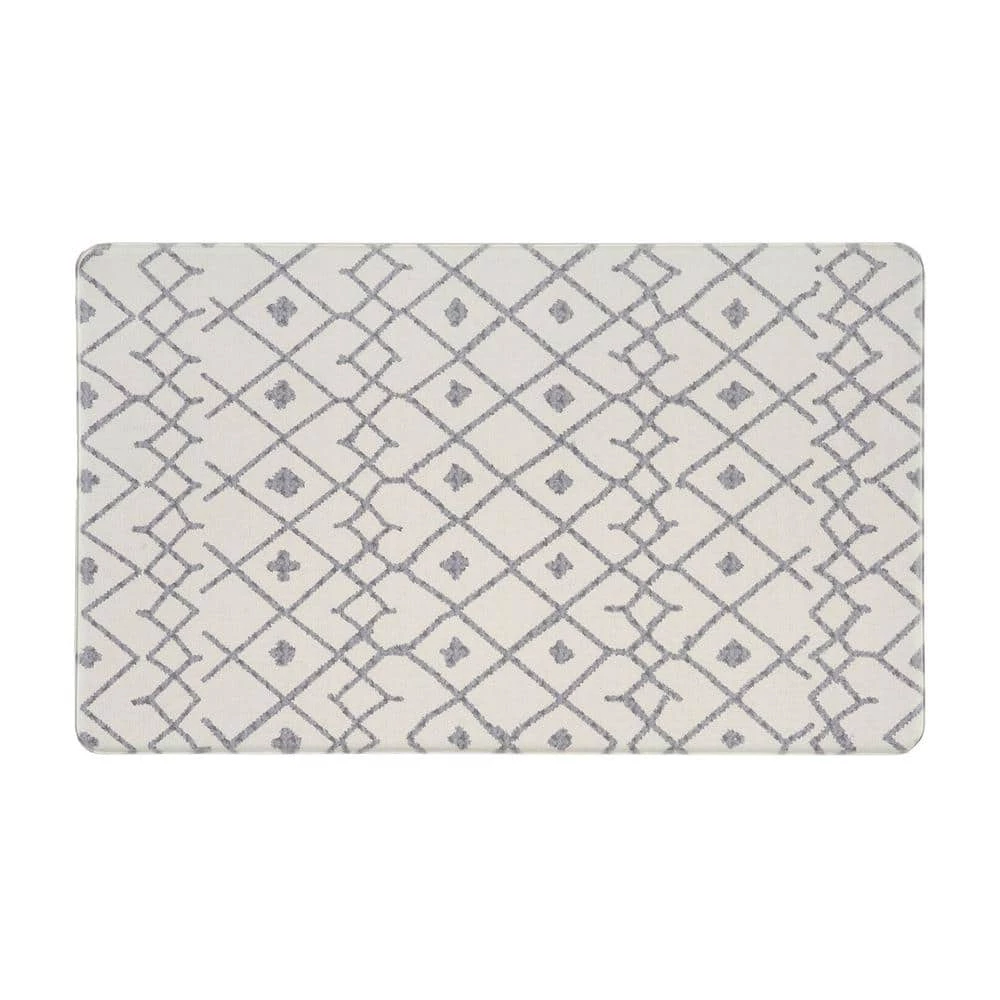 Cream Modern Boho Trellis 18 in. x 30 in. Anti Fatigue Standing Mat by World Rug Gallery 1 Cream Modern Boho Trellis 18 in. x 30 in. Anti Fatigue Standing Mat by World Rug Gallery