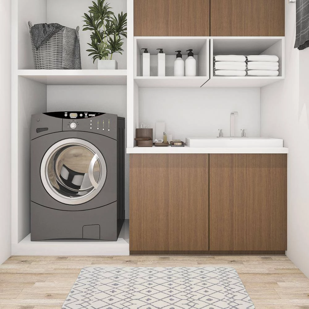 Cream Modern Boho Trellis 18 in. x 30 in. Anti Fatigue Standing Mat by World Rug Gallery 4 Cream Modern Boho Trellis 18 in. x 30 in. Anti Fatigue Standing Mat by World Rug Gallery - Image 4