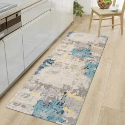 Cream Transitional Abstract 18 in. x 47 in. Anti Fatigue Standing Mat by World Rug Gallery -Shaw stor online cream world rug gallery kitchen mats 793cream18x47 31 1000