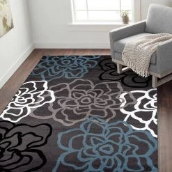 Contemporary Floral Dark Gray 7 ft. 10 in. x 10 ft. 2 in. Indoor Area Rug by World Rug Gallery 11 Contemporary Floral Dark Gray 7 ft. 10 in. x 10 ft. 2 in. Indoor Area Rug by World Rug Gallery -Shaw stor online dark gray world rug gallery area rugs 108d gray8x10 31 1000