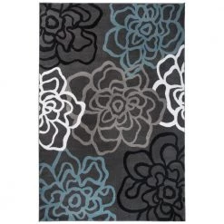 Contemporary Floral Dark Gray 7 ft. 10 in. x 10 ft. 2 in. Indoor Area Rug by World Rug Gallery