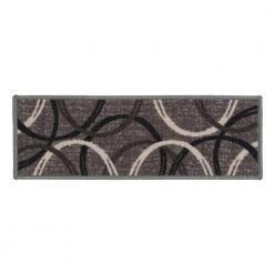 Moden Wavy Circles Non-Slip Stair Treads 8.6" x 26" Gray (Set of 13) by World Rug Gallery