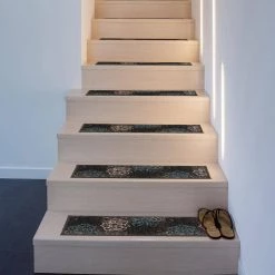 Contemporary Modern Floral Flowers Non-Slip Stair Treads 8.6" x 26" Gray (Set of 4) by World Rug Gallery -Shaw stor online gray 4 set world rug gallery stair tread covers 70020gray4pk 31 1000