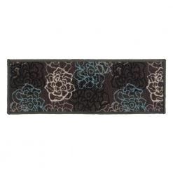 Contemporary Modern Floral Flowers Non-Slip Stair Treads 8.6" x 26" Gray (Set of 4) by World Rug Gallery