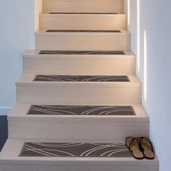 Contemporary Stripe Non-Slip Stair Treads 8.6" x 26" Gray (Set of 4) by World Rug Gallery -Shaw stor online gray 4 set world rug gallery stair tread covers 70130gray4pk 31 1000