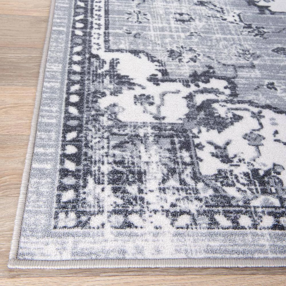 Distressed Traditional Bohemian Non Slip Gray 2 ft. x 7 ft. Area Rug by World Rug Gallery 5 Distressed Traditional Bohemian Non Slip Gray 2 ft. x 7 ft. Area Rug by World Rug Gallery - Image 5