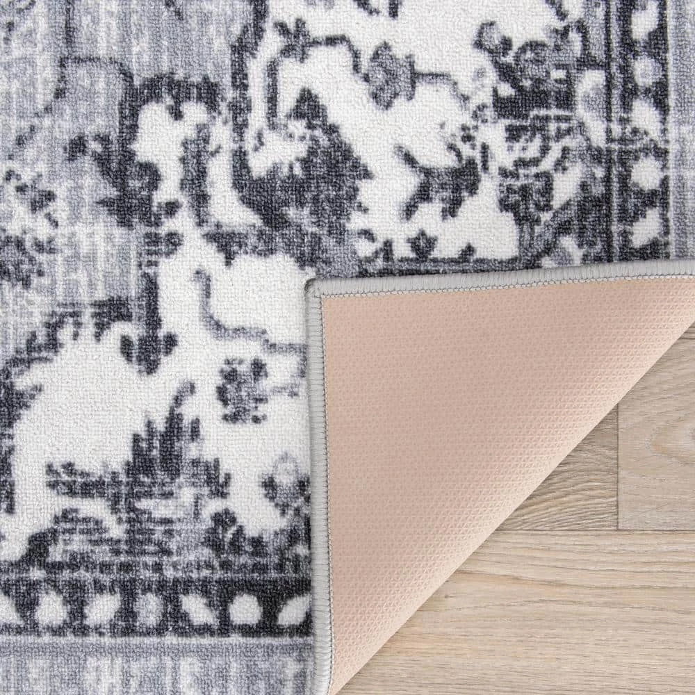 Distressed Traditional Bohemian Non Slip Gray 2 ft. x 7 ft. Area Rug by World Rug Gallery 3 Distressed Traditional Bohemian Non Slip Gray 2 ft. x 7 ft. Area Rug by World Rug Gallery - Image 3