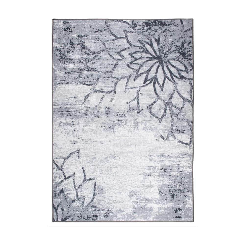 Gray 7 ft. 10 in. x 10 ft. Contemporary Floral Abstract Non Slip Area Rug by World Rug Gallery 1 Gray 7 ft. 10 in. x 10 ft. Contemporary Floral Abstract Non Slip Area Rug by World Rug Gallery