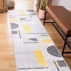 Gray 2 ft. x 7 ft. Contemporary Modern Abstract Runner Area Rug by World Rug Gallery -Shaw stor online gray world rug gallery area rugs 2074gray2x7 c3 1000