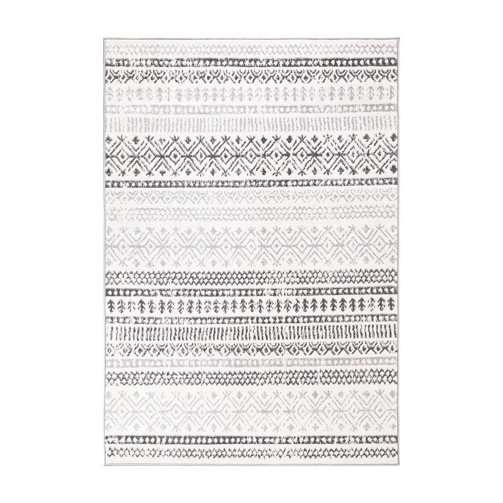 Gray 5 ft. x 7 ft. Distressed Boho Geometric Modern Area Rug by World Rug Gallery 1 Gray 5 ft. x 7 ft. Distressed Boho Geometric Modern Area Rug by World Rug Gallery