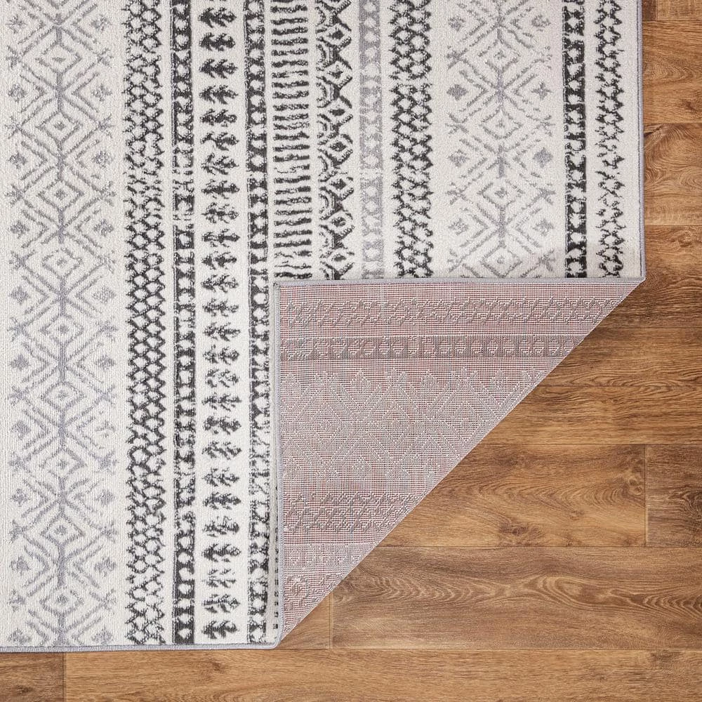 Gray 5 ft. x 7 ft. Distressed Boho Geometric Modern Area Rug by World Rug Gallery 3 Gray 5 ft. x 7 ft. Distressed Boho Geometric Modern Area Rug by World Rug Gallery - Image 3
