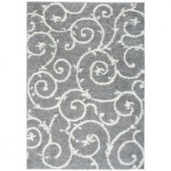 Cozy Soft Floral Shag Light Gray 5 ft. 3 in. x 7 ft. 3 in. Indoor Area Rug by World Rug Gallery