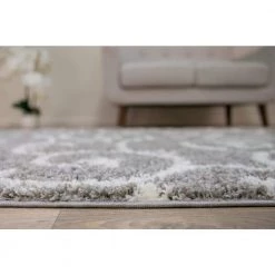 Cozy Soft Floral Shag Light Gray 5 ft. 3 in. x 7 ft. 3 in. Indoor Area Rug by World Rug Gallery -Shaw stor online gray world rug gallery area rugs 2323l gry5x8 c3 1000