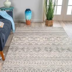 Bohemian Distressed Geometric Gray 5 ft. x 7 ft. Area Rug by World Rug Gallery -Shaw stor online gray world rug gallery area rugs 246gray5x7 31 1000