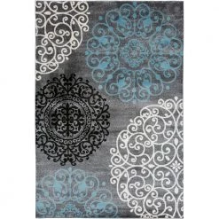 Contemporary Gray 9 ft. x 12 ft. Floral Indoor Area Rug by World Rug Gallery