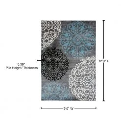 Contemporary Gray 9 ft. x 12 ft. Floral Indoor Area Rug by World Rug Gallery -Shaw stor online gray world rug gallery area rugs 303gray9x12 76 1000