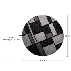 Contemporary Modern Boxes Gray 6 ft. 6 in. Round Area Rug by World Rug Gallery -Shaw stor online gray world rug gallery area rugs 308gray6rnd 76 1000