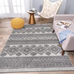 Southwestern Tribal Geometric High-Low Gray 5 ft. x 7 ft. Area Rug by World Rug Gallery -Shaw stor online gray world rug gallery area rugs 4022gray5x7 1f 1000